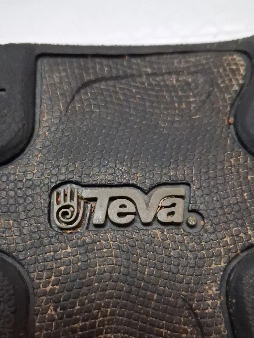 Teva Size 10 men's sandal in black, gray strap with velcro adjustable strap.